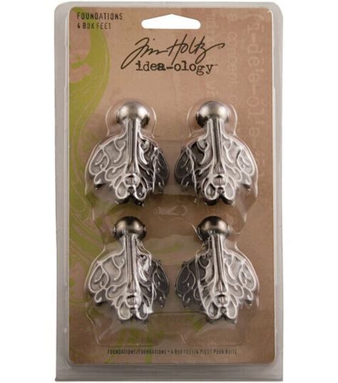 Tim Holtz Idea Ology 4ct Nickel Foundations Box Feet 